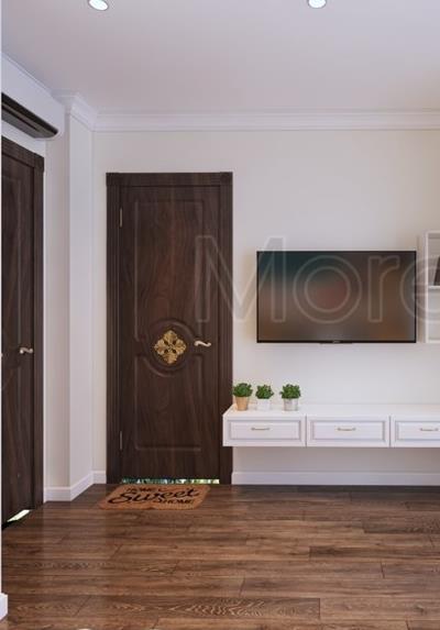  Cửa gỗ tự nhiên thông phòng tân cổ điển tại nhà phố quận 9